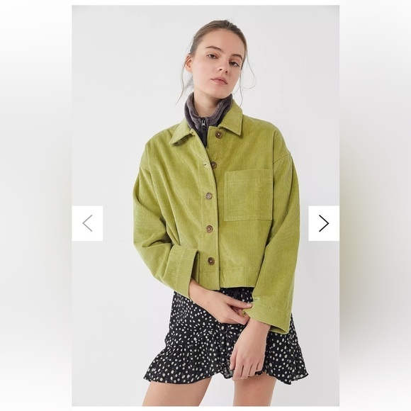 UO Clark Green Corduroy Button-Down Shirt Jacket Size XS - Picture 1 of 8